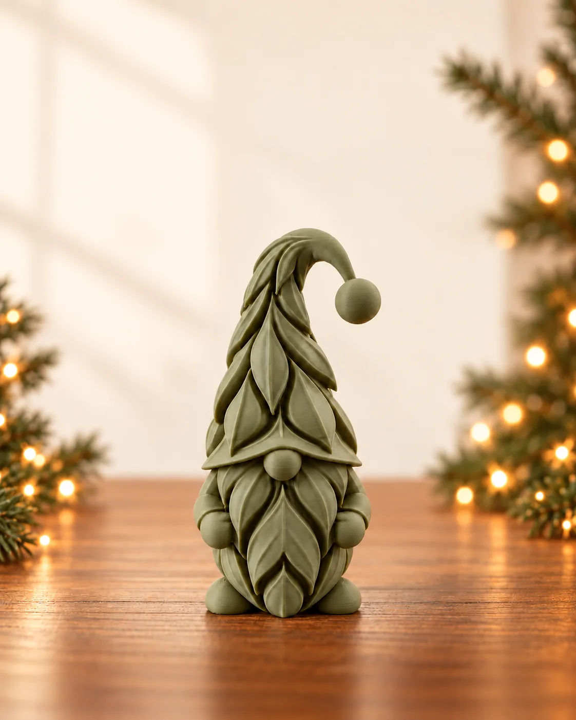 Woodland Gnome — Christmas Decoration in Olive Green, Leaf